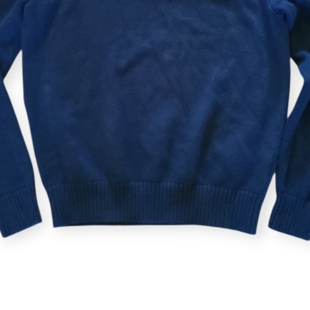 J. Crew Hand Knit Crewneck Sweater Navy Blue Fishermans 100% Cotton - Picture 9 of 17